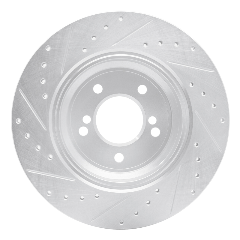 BMW M5 Brake Rotor (1) - Rear Right - R1 Concepts - Drilled & Slotted - Silver - `00-`06